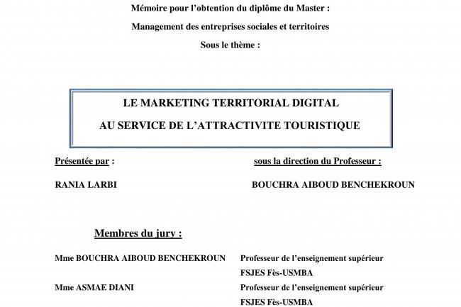 LE MARKETING TERRITORIAL DIGITAL AU SERVICE DE L'ATTRACTIVITE TOURISTIQUE