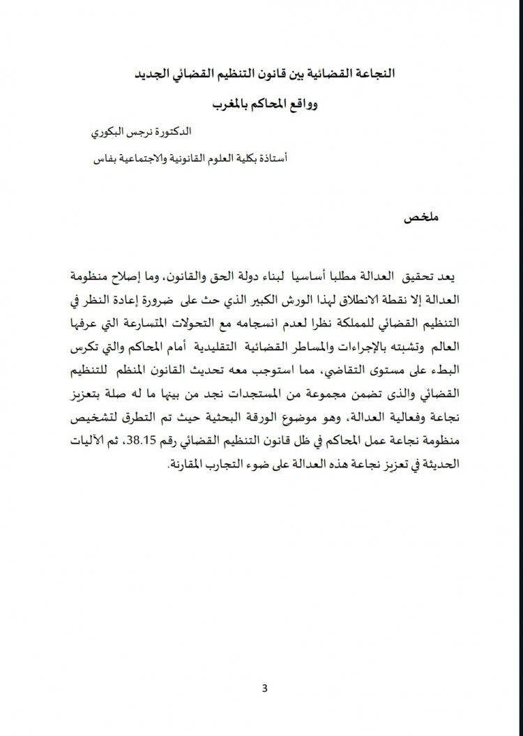 النجاعة القضائية بين قانون التنظيم القضائي الجديد وواقع المحاكم بالمغرب