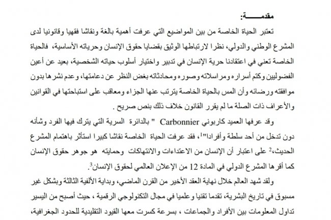 مقال بعنوان حماية الحياة الخاصة في الزمن المعلوماتي وتحديات الذكاء الاصطناعي