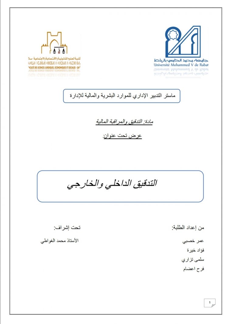عرض تحت عنوان  التدقيق الداخلي والخارجي