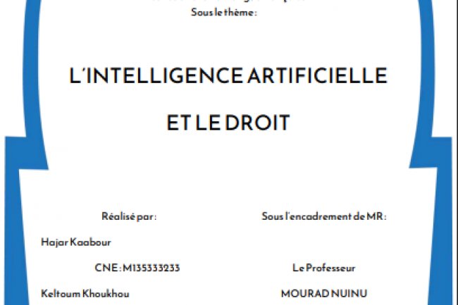 Pfe sur l'intelligence artificielle et le droit